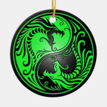 Dragons, vert et noir de Yin Yang Ornements