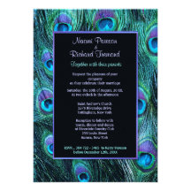 Drame de plume de paon - faire-part de mariage