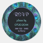 Drame de plume de paon - joint de mariage de RSVP Autocollant Rond