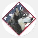 Drapeau 2 de Malamute d'Alaska Adhésifs Ronds