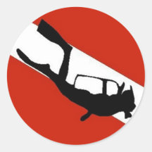 Drapeau 2 de plongeur autocollant rond