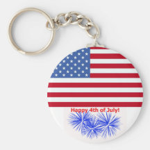 Drapeau américain 4 juillet et feux d'artifice Key Porte-clefs