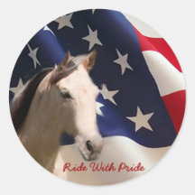Drapeau américain d'autocollant de cheval