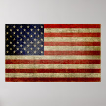 Drapeau américain patiné et affligé posters