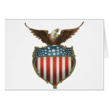 Drapeau américain patriotique vintage et Eagle cha Carte De Vœux