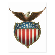Drapeau américain patriotique vintage et Eagle cha Cartes Postales