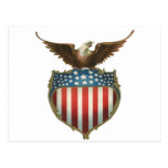 Drapeau américain patriotique vintage et Eagle cha Carte Postale