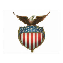 Drapeau américain patriotique vintage et Eagle cha Carte Postale