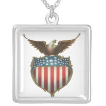 Drapeau américain patriotique vintage et Eagle cha Collier Personnalisé