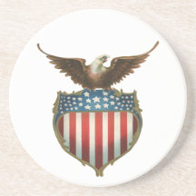 Drapeau américain patriotique vintage et Eagle cha Dessous De Verre