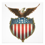 Drapeau américain patriotique vintage et Eagle cha Cartons D'invitation