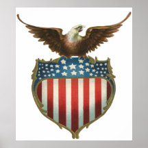 Drapeau américain patriotique vintage et Eagle cha Affiches