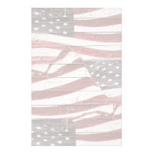 Drapeau américain peint sur la texture en bois rus papier à lettre personnalisé