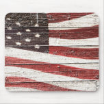 Drapeau américain peint sur la texture en bois rus tapis de souris