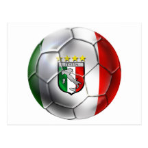 Drapeau de ballon de football de l'Italie Forza Az Carte Postale