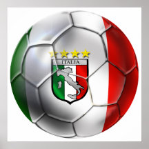 Drapeau de ballon de football de l'Italie Forza Az Affiches