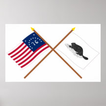 Drapeau de Bennington et drapeau croisés de New Yo Poster