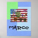 Drapeau de bonheur d'espoir d'amour avec le coeur affiche