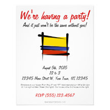 Drapeau de brosse de la Colombie Invitations Personnalisées
