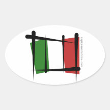 Drapeau de brosse de l'Italie Autocollant Ovale