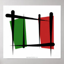 Drapeau de brosse de l'Italie Posters