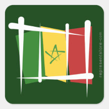 Drapeau de brosse du Sénégal Autocollants Carrés