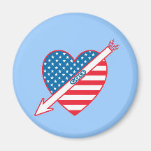 Drapeau de coeur de patriote de golf aimants pour réfrigérateur