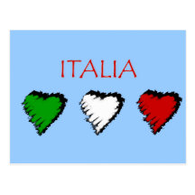 Drapeau de coeurs de l'Italie de l'amour d'Italien Carte Postale