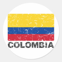 Drapeau de cru de la Colombie Adhésif Rond