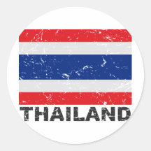 Drapeau de cru de la Thaïlande Autocollants Ronds