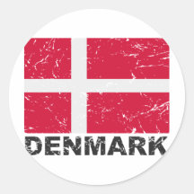 Drapeau de cru du Danemark Autocollant Rond