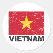 Drapeau de cru du Vietnam Autocollants Ronds