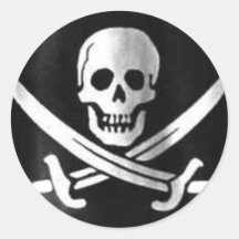 Drapeau de jolly roger autocollant rond