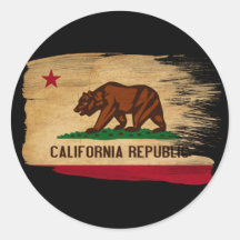 Drapeau de la Californie Autocollant Rond