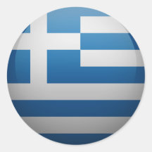 Drapeau de la Grèce Autocollant Rond