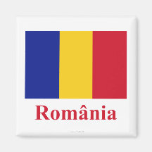 Drapeau de la Roumanie avec le nom dans le Roumain Aimant