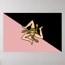 Drapeau de la Sicile (rose et noir), Italie Poster