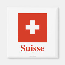 Drapeau de la Suisse avec le nom en français Aimants