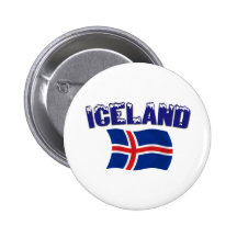 Drapeau de l'Islande (w/inscription) Badge Avec Épingle
