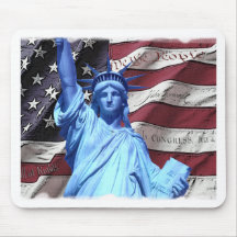 Drapeau de Mousepad et statue de la liberté Tapis De Souris