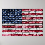 Drapeau de mur de briques des Etats-Unis d'Amériqu Posters