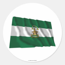 Drapeau de ondulation d'Andalucía Autocollant Rond