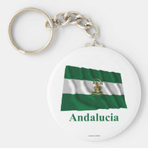 Drapeau de ondulation d'Andalucía avec le nom Porte-clés