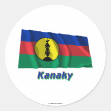 Drapeau de ondulation de Kanaky avec le nom Autocollants