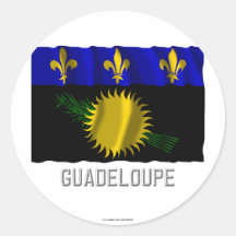 Drapeau de ondulation de la Guadeloupe avec le nom Adhésif