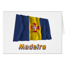 Drapeau de ondulation de la Madère avec le nom Cartes De Vœux