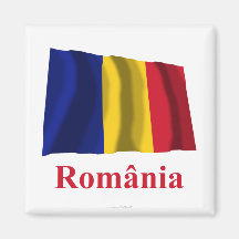 Drapeau de ondulation de la Roumanie avec le nom d Aimants Pour Réfrigérateur