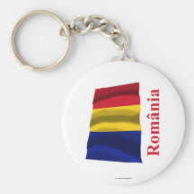 Drapeau de ondulation de la Roumanie avec le nom d Porte-clés