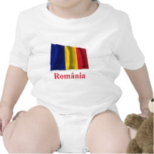 Drapeau de ondulation de la Roumanie avec le nom d Body Pour Bébé