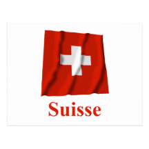 Drapeau de ondulation de la Suisse avec le nom en  Cartes Postales